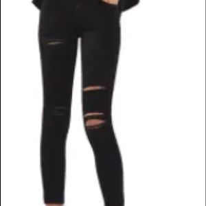 TOP SHOP Leigh super rip skinny jeans - black